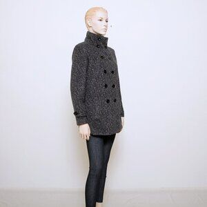 Ike Behar Double Breasted Jacket Black Gray Women M